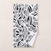 Zwarte en witte geborstelde bloem bad handdoek (Handdoek)
