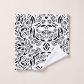 Zwarte en witte geborstelde bloem bad handdoek (Wasdoekje)