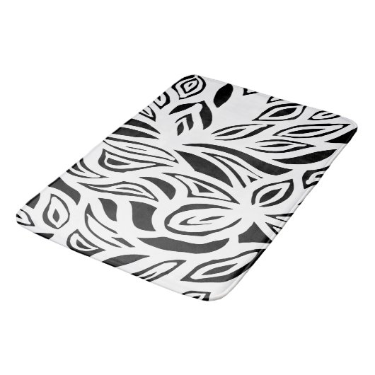 Zwarte en witte geborstelde bloem badmat (Gekanteld)