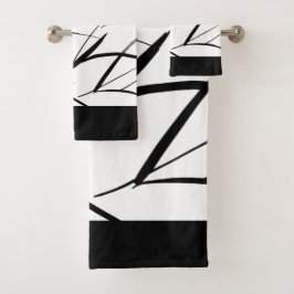 Zwarte en witte geborstelde textuur bad handdoek