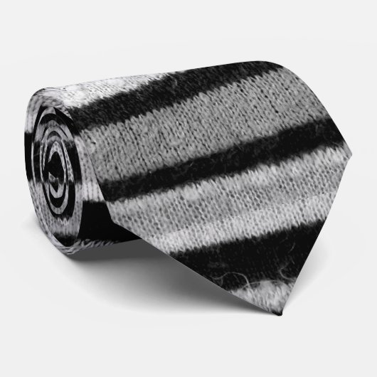 zwarte en witte gebreide strepen  patroon stropdas (Opgerold)