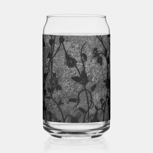 Zwarte en witte gegotische Antiek Floral Blikvorm Glas (Voorkant)