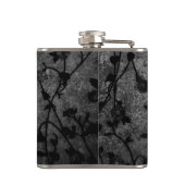 Zwarte en witte gegotische Antiek Floral Heupfles (Achterkant)