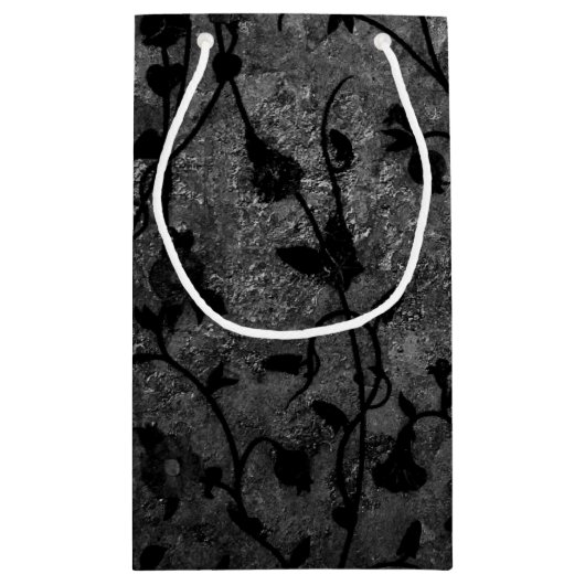 Zwarte en witte gegotische Antiek Floral Klein Cadeauzakje (Achterkant)