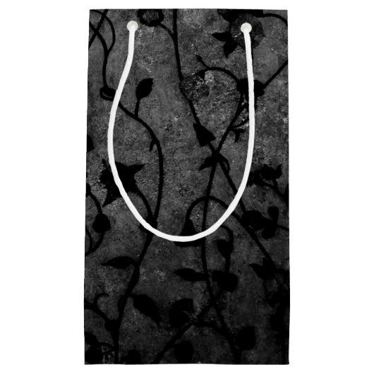 Zwarte en witte gegotische Antiek Floral Klein Cadeauzakje (Voorkant)