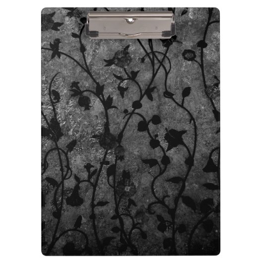 Zwarte en witte gegotische Antiek Floral Klembord (Voorkant)