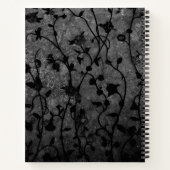 Zwarte en witte gegotische Antiek Floral Notitieboek (Achterkant)