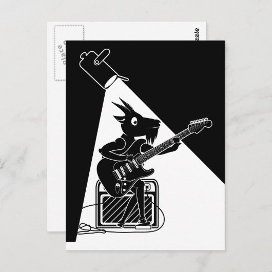 Zwarte en witte geit die gitaar speelt briefkaart (Voorkant / Achterkant)