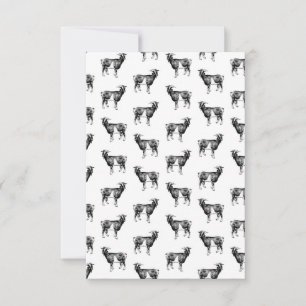 Zwarte en witte geiten Patroon  Cute Goat Art Bedankkaart