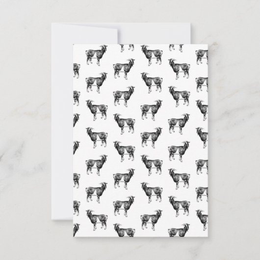 Zwarte en witte geiten Patroon Cute Goat Art Bedankkaart (Voorkant)
