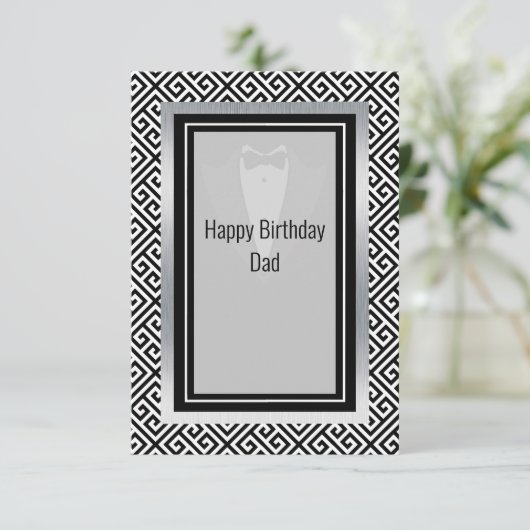 Zwarte en witte gelukkige verjaardag vader bedankt (Staand voorkant)