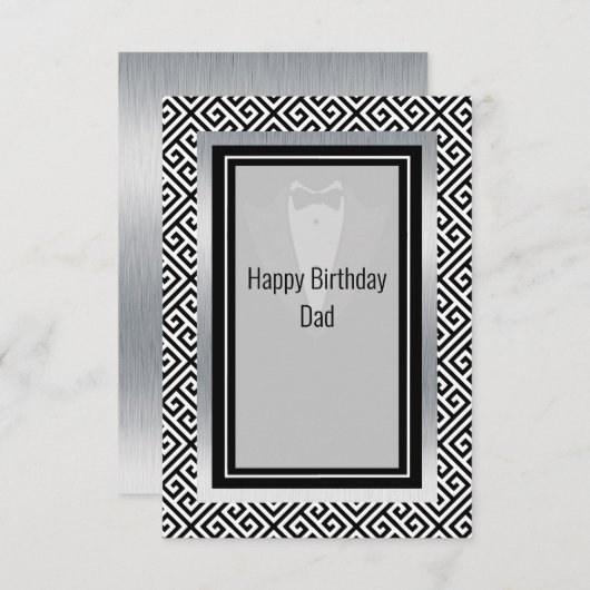 Zwarte en witte gelukkige verjaardag vader bedankt (Voorkant / Achterkant)