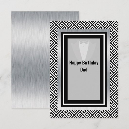 Zwarte en witte gelukkige verjaardag vader bedankt (Voorkant / Achterkant)