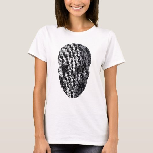 Zwarte en witte gemarmerde schedel t-shirt (Voorkant)