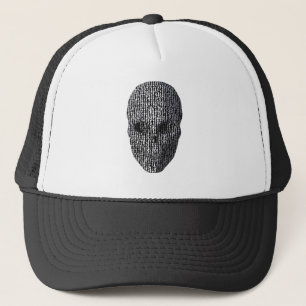 Zwarte en witte gemarmerde schedel trucker pet
