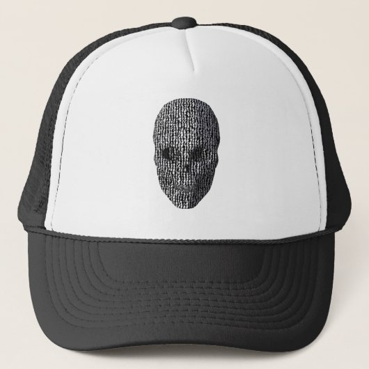 Zwarte en witte gemarmerde schedel trucker pet (Voorkant)