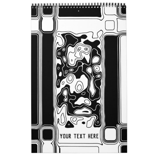 Zwarte en witte geometrische art. 1-Sjabloon Kalender (Hoes)