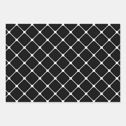 Zwarte en witte geometrische Design Inpakpapier Vel (Voorkant 3)