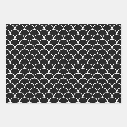 Zwarte en witte geometrische Design Inpakpapier Vel (Voorkant 2)