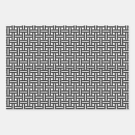 Zwarte en witte geometrische Design Inpakpapier Vel