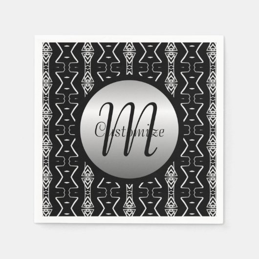 Zwarte en witte geometrische driehoeken Napkins Servetten (Voorkant)