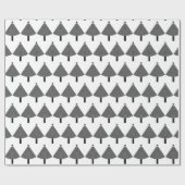 Zwarte en witte geometrische grafische kerstbomen cadeaupapier (Vlak)