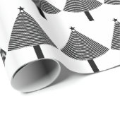Zwarte en witte geometrische grafische kerstbomen cadeaupapier (Rol Hoek)