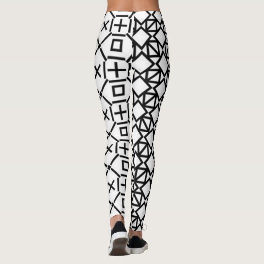 Zwarte en witte geometrische Leggings (Achterkant)