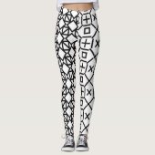 Zwarte en witte geometrische Leggings (Voorkant)