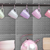 Zwarte en witte geometrische mozaïekoptische illus tegeltje