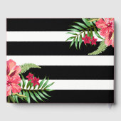 Zwarte en witte geometrische Stripes-Afstuderen Gastenboek (Achterkant)