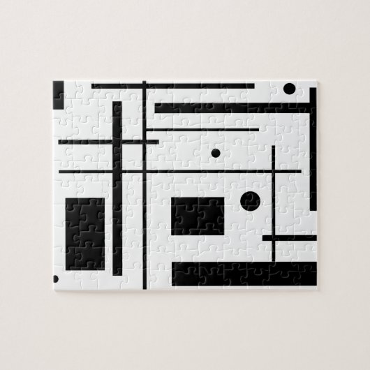 Zwarte en witte geometrische vormen Jigzaag Puzzle Legpuzzel (Horizontaal)