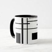 Zwarte en witte geometrische vormen Koffiekoffie-M Mok (Voorkant links)