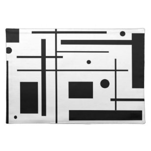 Zwarte en witte geometrische vormen plaatsen een m placemat