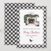 Zwarte en witte geplakte kerstkaarten feestdagenkaart (Voorkant / Achterkant)