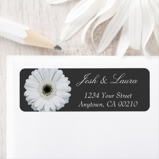 Zwarte en witte Gerbera Daisy-Adresetiketten Etiket (Insitu)