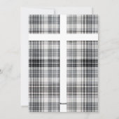 Zwarte en witte geruite flanellen gezinsfoto met e feestdagenkaart (Achterkant)