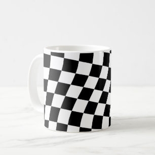 Zwarte en Witte Geruite Vierkante Patroon Getwist Koffiemok