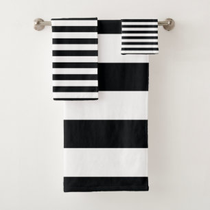 Zwarte en witte gestreepte chic pattern bad handdoek