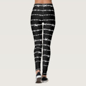 Zwarte en witte gestreepte draad leggings (Achterkant)