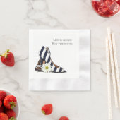 Zwarte en witte gestreepte pompen met madeliefje servet (Insitu)