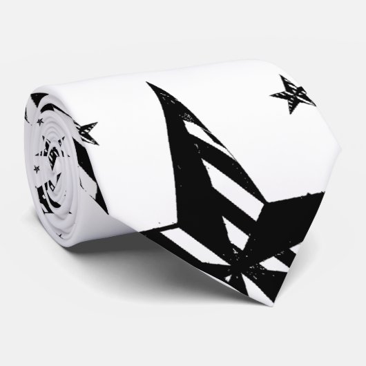 zwarte en witte gestreepte ster stropdas (Opgerold)