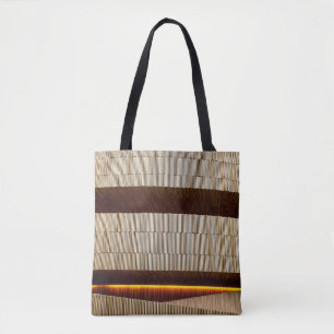 Zwarte en witte gestreepte textielstof tote bag