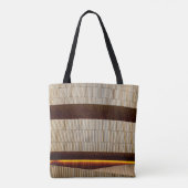 Zwarte en witte gestreepte textielstof tote bag (Achterkant)