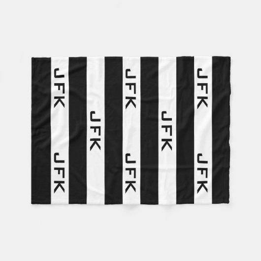 Zwarte en witte gestremde monogram deken (Voorkant (Horizontaal))