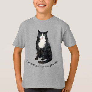 Zwarte en witte gierige kat T-Shirt