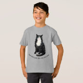 Zwarte en witte gierige kat T-Shirt (Voorkant volledig)