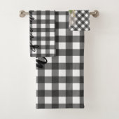 ZWARTE EN WITTE GINGHAM BAD HANDDOEK (Insitu)