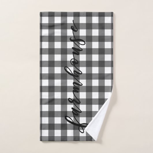 ZWARTE EN WITTE GINGHAM BAD HANDDOEK (Handdoek)