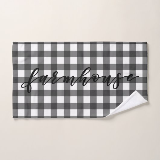 ZWARTE EN WITTE GINGHAM BAD HANDDOEK (Handdoek)